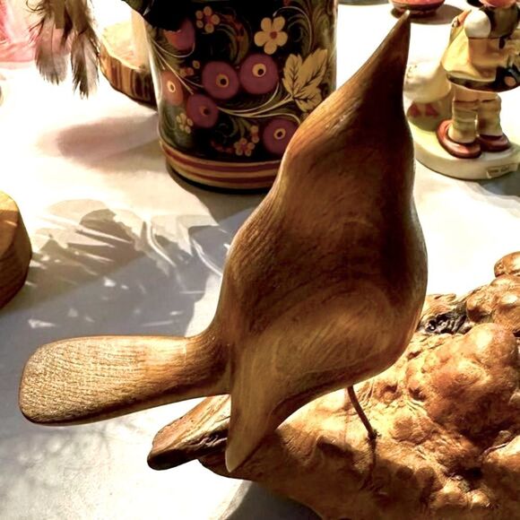 Vintage Hand Crafted Carved Bird on Burl Wood One of a Kind 1970’s - Picture 3 of 4
